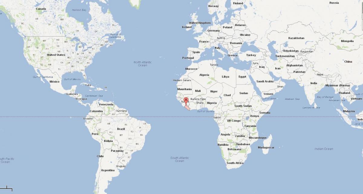 લાઇબેરિયા સ્થાન પર વિશ્વના નકશા