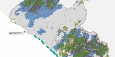 નકશો લાઇબેરિયા કુદરતી સંસાધનો